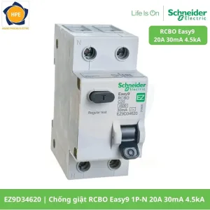 EZ9D34620 Chống giật RCBO Easy9 1P-N 20A 30mA 4.5kA