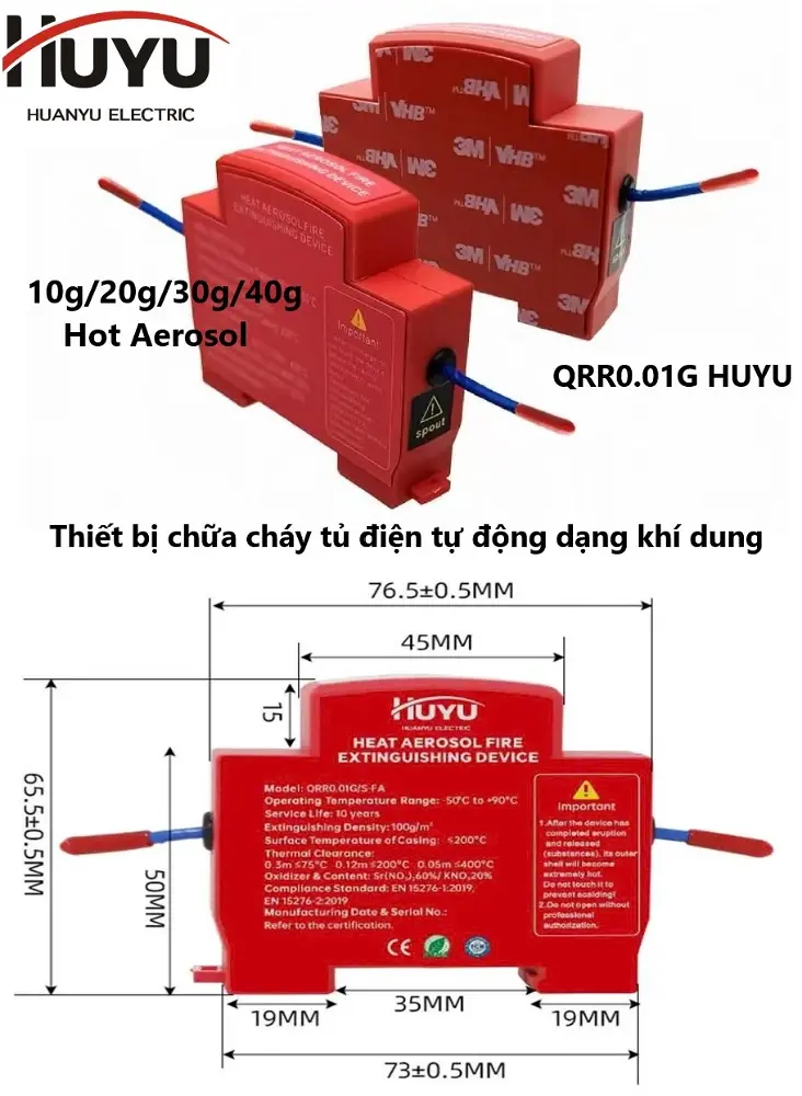 Thiết bị chữa cháy tự động cho tủ điện HUYU QRR0.01G
