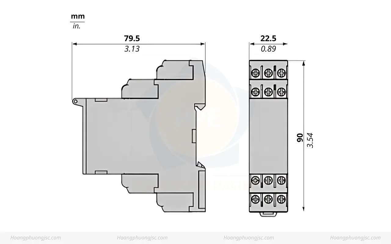 Kích thước Relay RM22TG20 Schneider