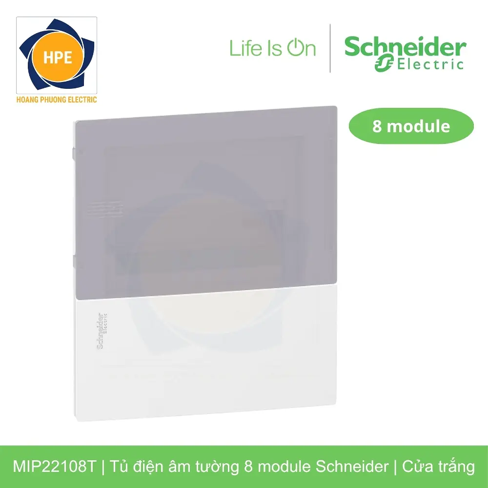 Tủ điện âm tường Schneider MIP22108T 8 module cửa mờ chính hãng