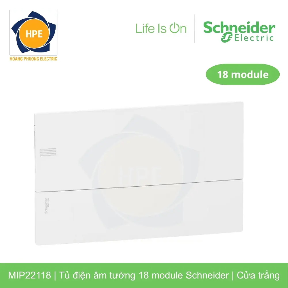 Tủ điện âm tường Schneider MIP22118 18 module cửa trắng chính hãng