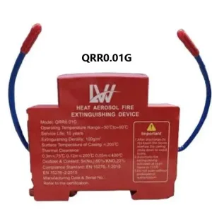 LW QRR0.01G là thiết bị chữa cháy dạng khí dung nhiệt (aerosol) cỡ nhỏ. Được thiết kế chuyên dụng cho các không gian kín và nhỏ hẹp, thiết bị này hoạt động hoàn toàn tự động, không cần nguồn điện ngoài.
