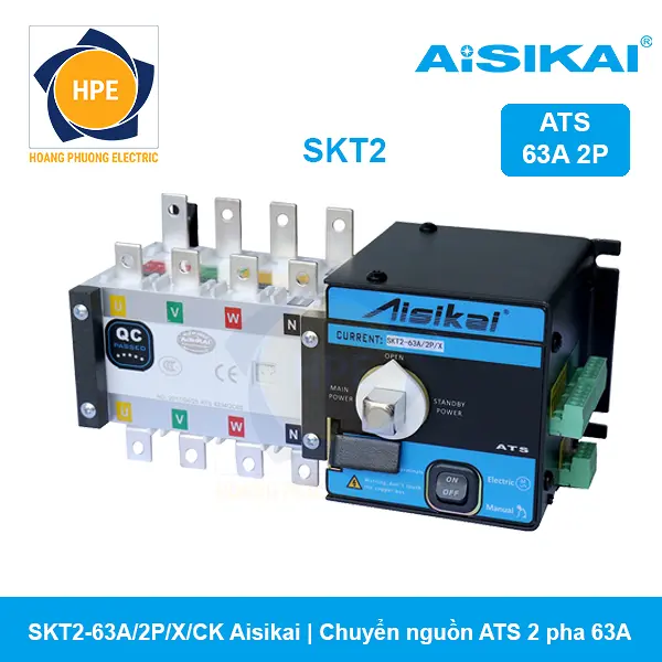 SKT2-63A/2P/X/CK Aisikai Chuyển nguồn tự động ATS 63A 2P