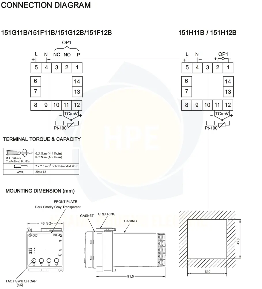 151F11B GIC | Đồng hồ điều khiển nhiệt độ GIC 110 – 240 VAC