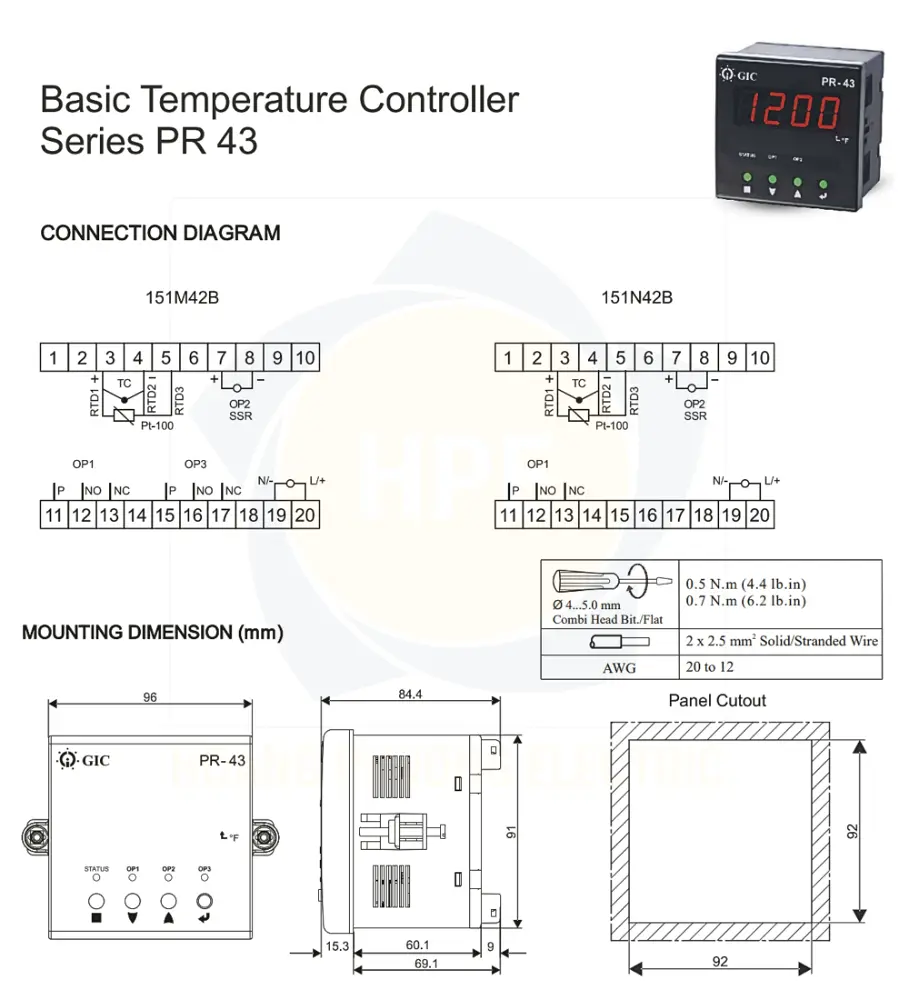 151M42B GIC | Đồng hồ điều khiển nhiệt độ GIC 110 – 240 VAC
