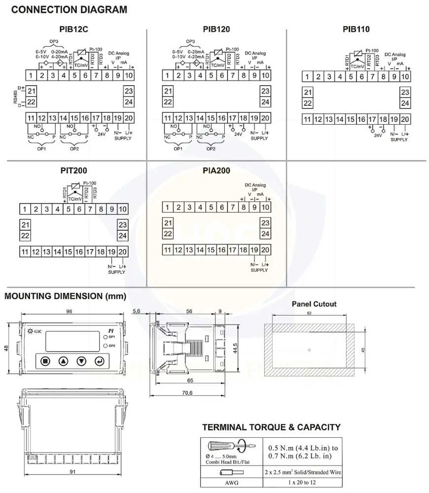 PIA200 GIC | Bộ chỉ thị quy trình GIC, đầu vào tương tự GIC