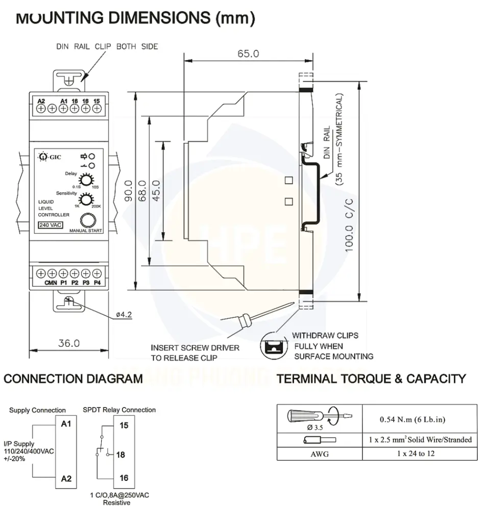 4421AD1 GIC | Rờ le cảm biến mức nước GIC