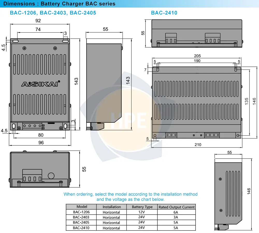 BAC-2403 Aisikai | Bộ sạc pin Battery charger ATS 24V-3A