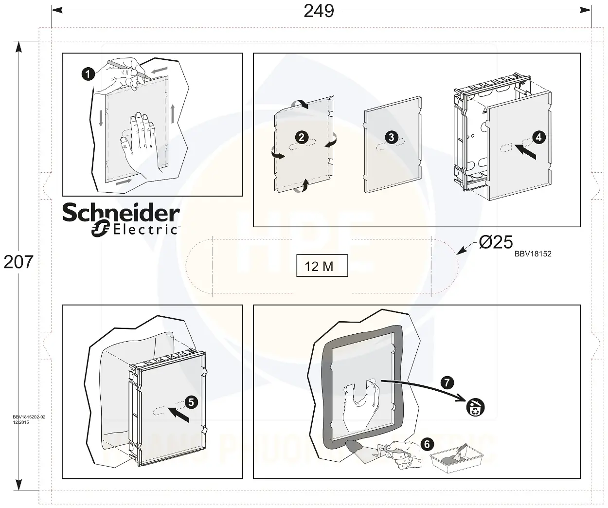 Cách lắp đặt tủ điện Schneider Mini Pragma 4 module nổi và âm tường