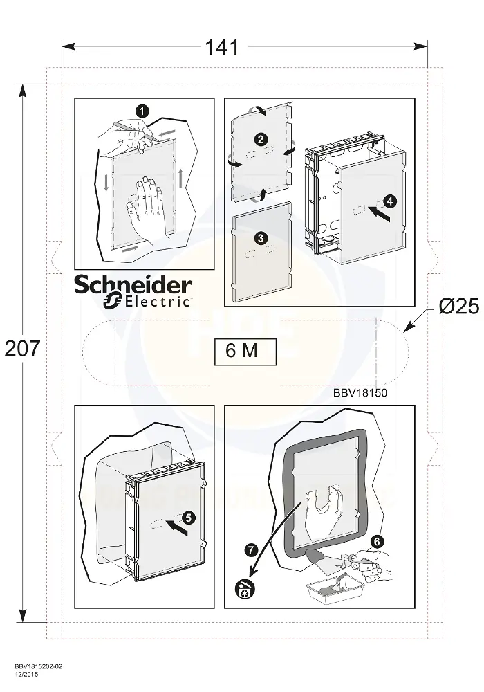 Cách lắp đặt tủ điện Schneider Mini Pragma 6 module nổi và âm tường