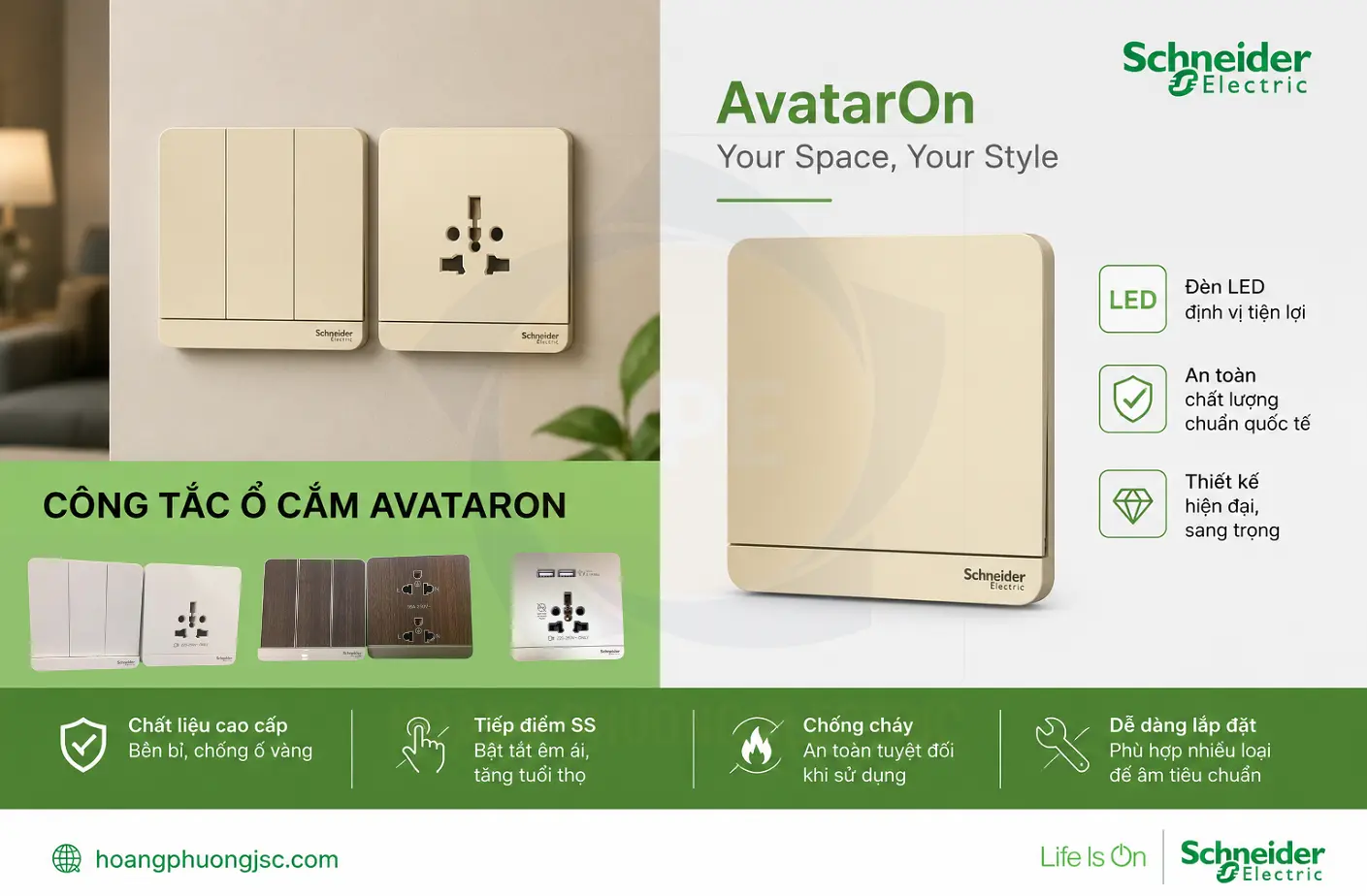 công tắc ổ cắm avataron schneider chính hãng