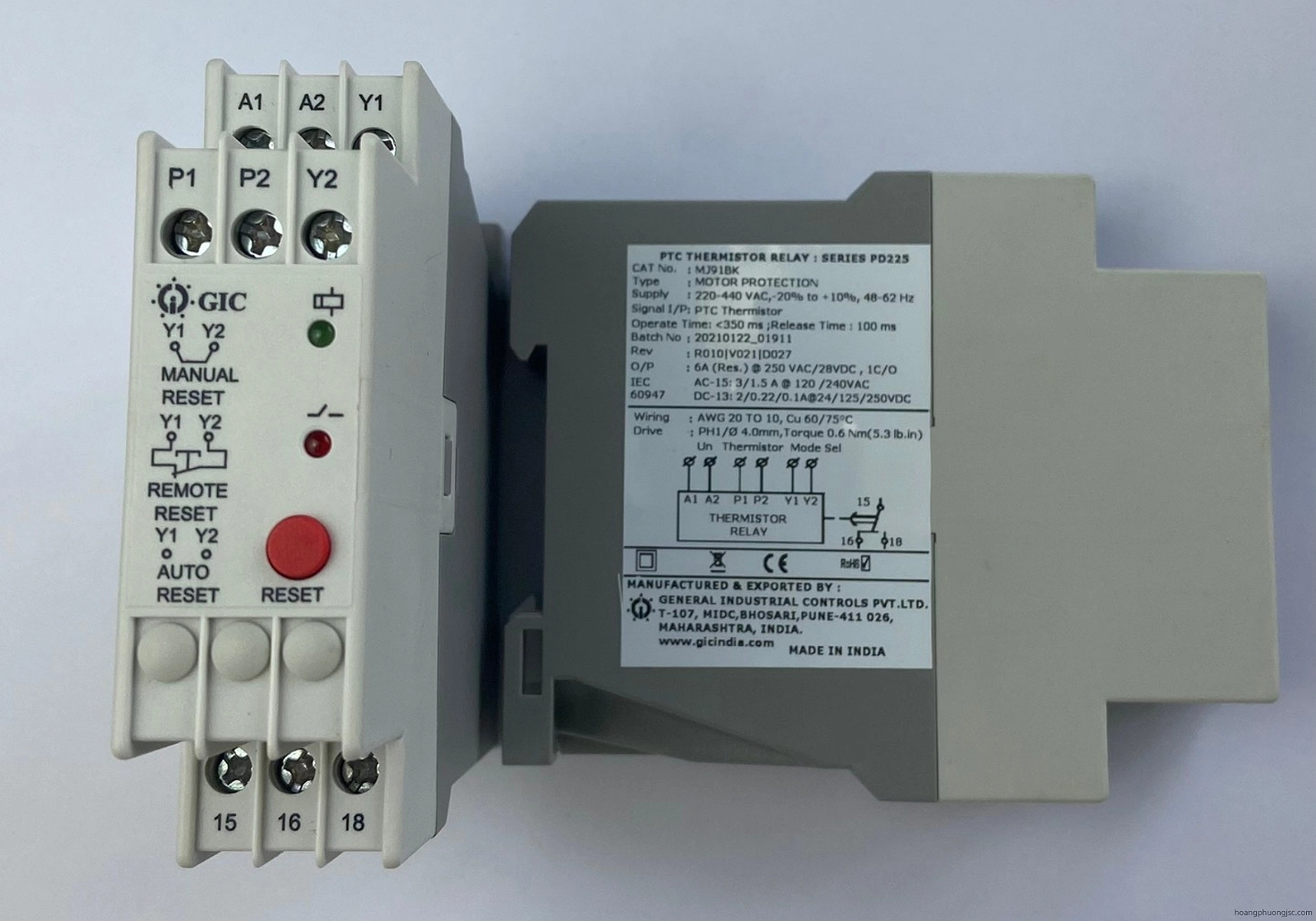 MJ91BK GIC | Rơ le bảo vệ điện trở nhiệt PTC GIC 220 – 440 VAC
