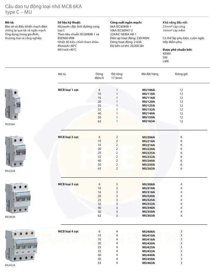 NC463A | MCB 4P 63A 10kA Hager