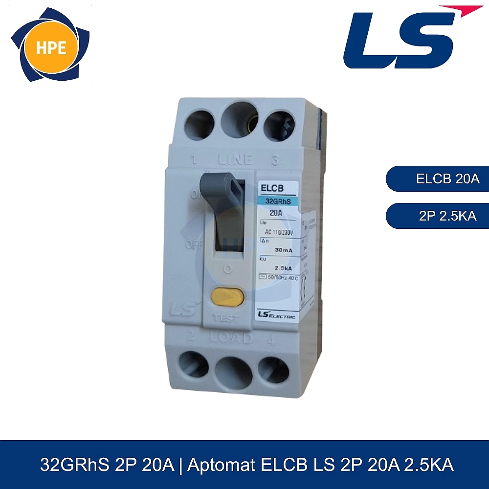 Aptomat chống giật ELCB 32GRhS 2P 20A 2.5kA