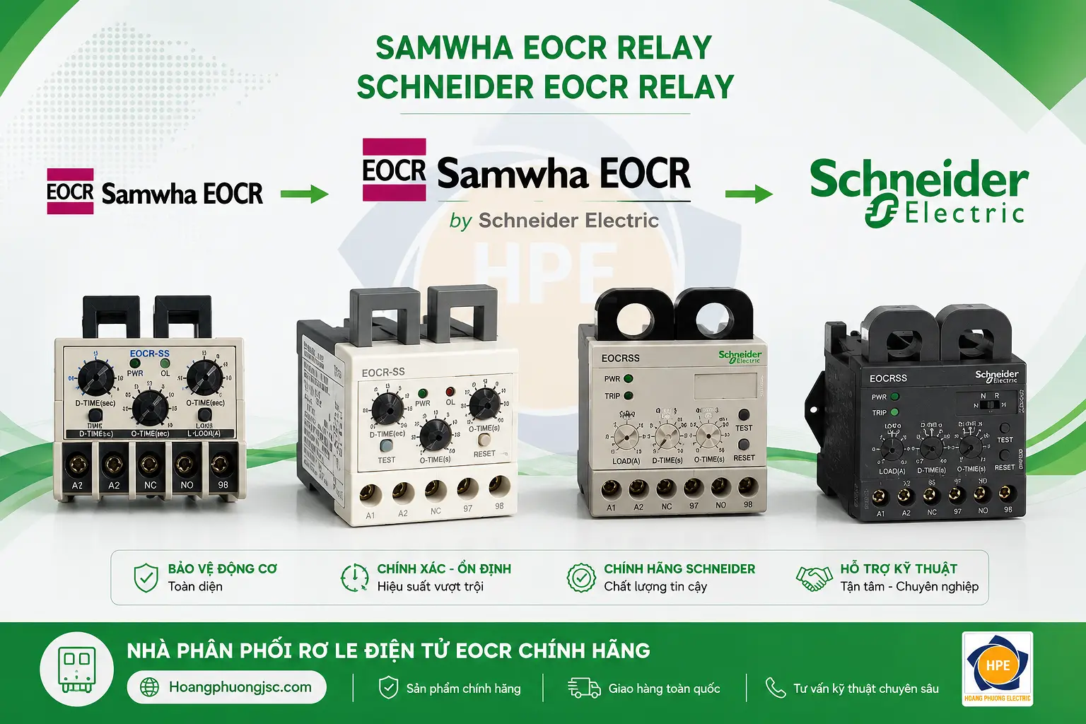 Rơ le điện tử EOCRSS Schneider bảo vệ động cơ quá dòng, mất pha, kẹt tải. Đầy đủ EOCRSS-05S, 05W, 30S, 30W, 60S, 60W chính hãng.