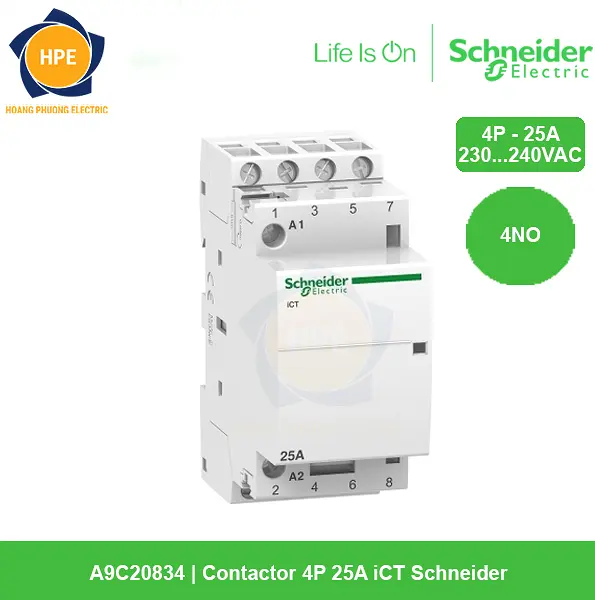 A9C20834- Contactor 4P 25A iCT Schneider