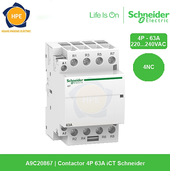A9C20867 - Contactor 4P 63A iCT Schneider