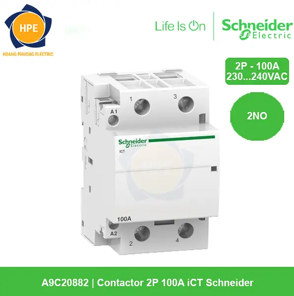 A9C20882 - Contactor 2P 100A iCT Schneider