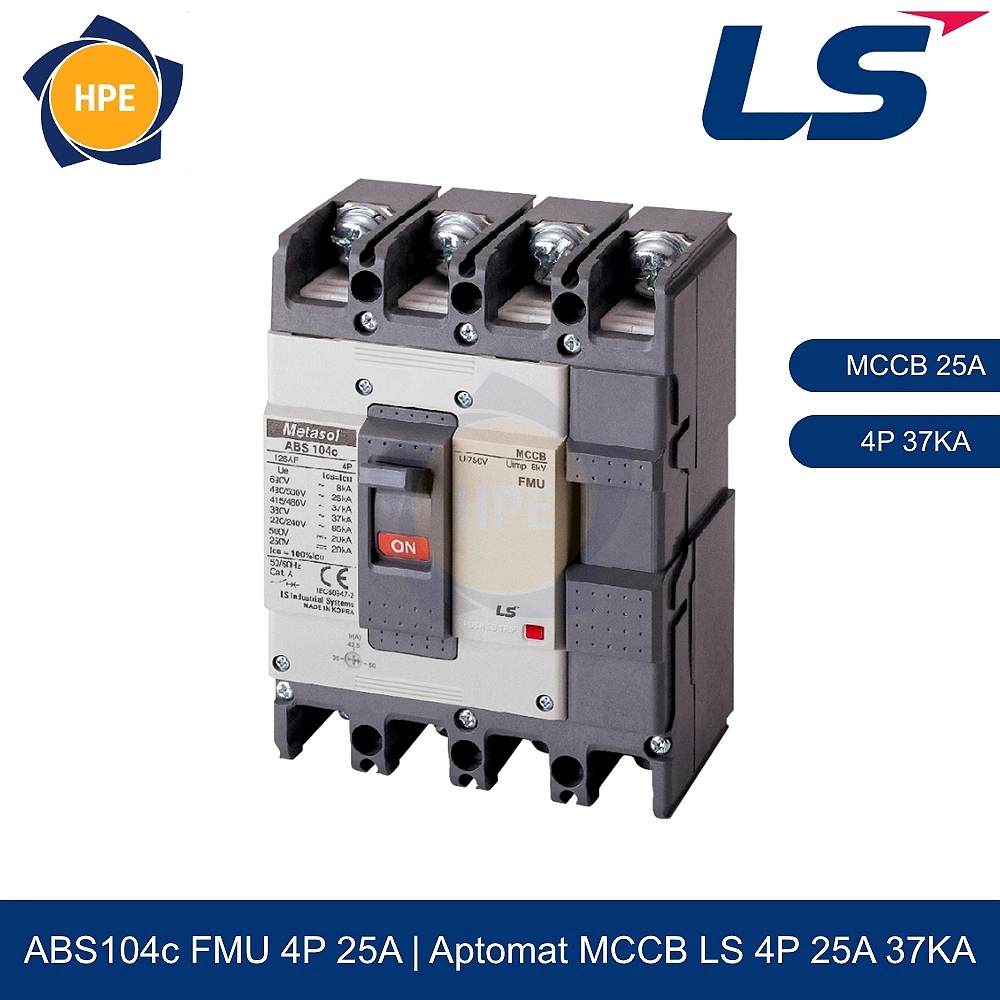 Aptomat MCCB chỉnh dòng ABS104c FMU 4P 25A 37kA