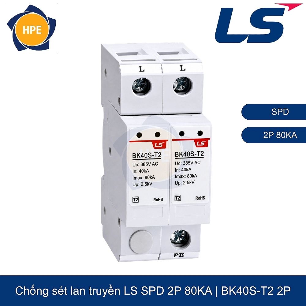 Chống sét lan truyền SPD BK40S-T2 2P 80kA
