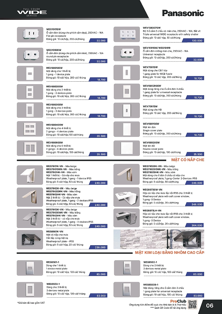 Bảng giá thiết bị điện Panasonic mới nhất