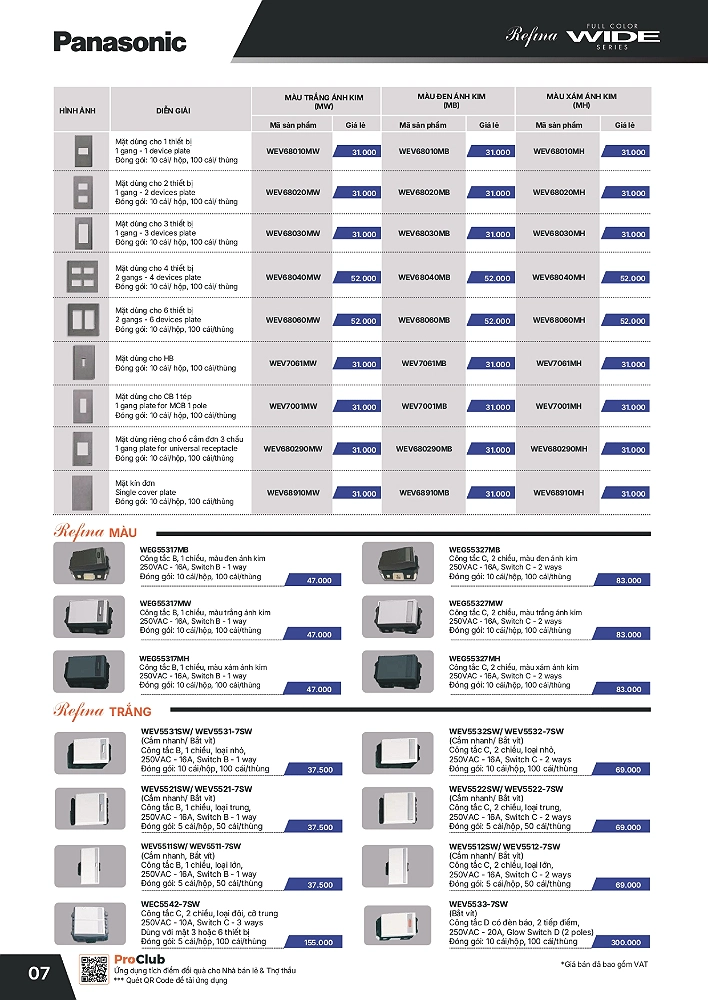 Bảng giá thiết bị điện Panasonic mới nhất