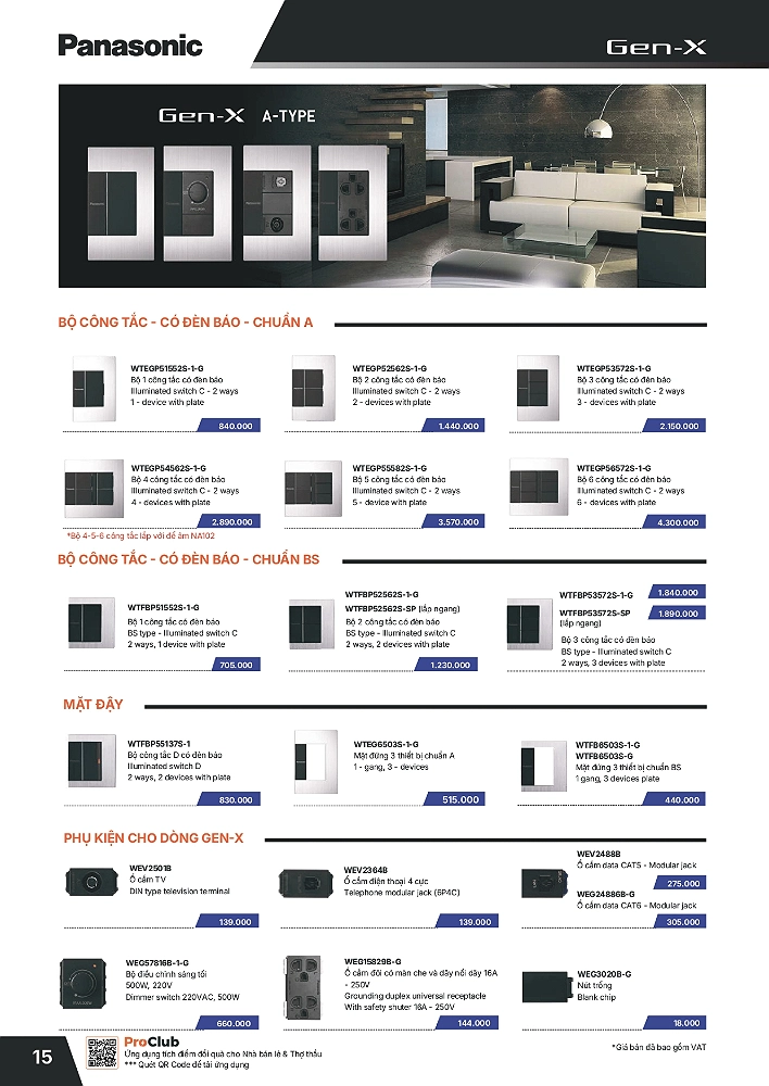 Bảng giá thiết bị điện Panasonic mới nhất