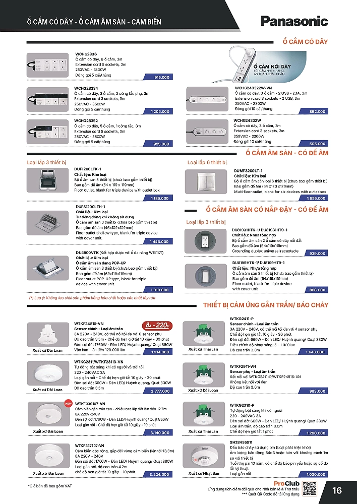 Bảng giá thiết bị điện Panasonic mới nhất