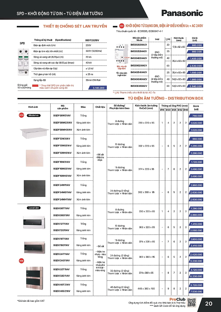 Bảng giá thiết bị điện Panasonic mới nhất