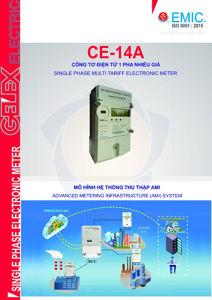 CE-14A 5(80)A | Công tơ điện tử Emic 1 pha nhiều biểu giá đo trực tiếp