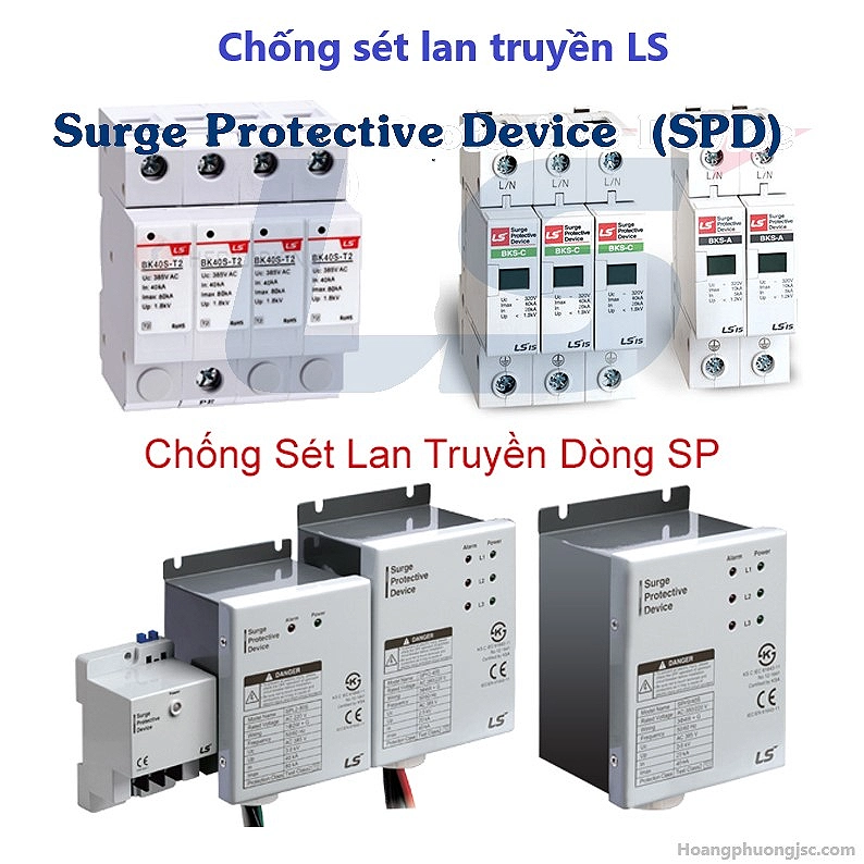 Thiết bị chống sét lan truyền LS (SPD) của hãng LS Electric (Hàn Quốc), dùng để bảo vệ hệ thống điện và thiết bị khỏi điện áp tăng vọt do sét đánh.