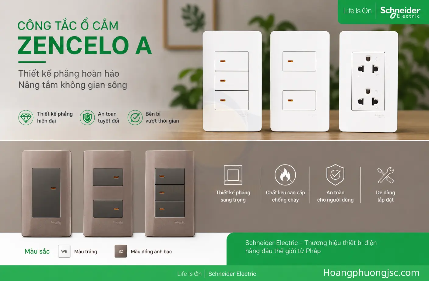 Công tắc ổ cắm Zencelo A Schneider chính hãng