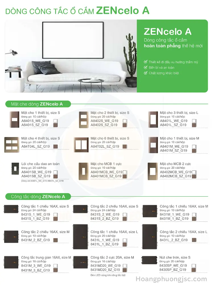 Công tắc ổ cắm ZenceloA