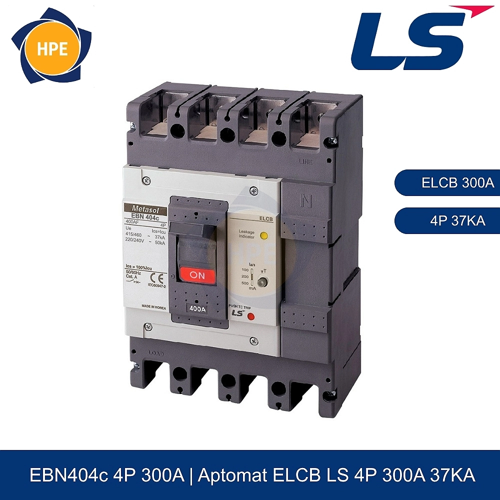 Aptomat chống giật ELCB EBN404c 4P 300A 37kA