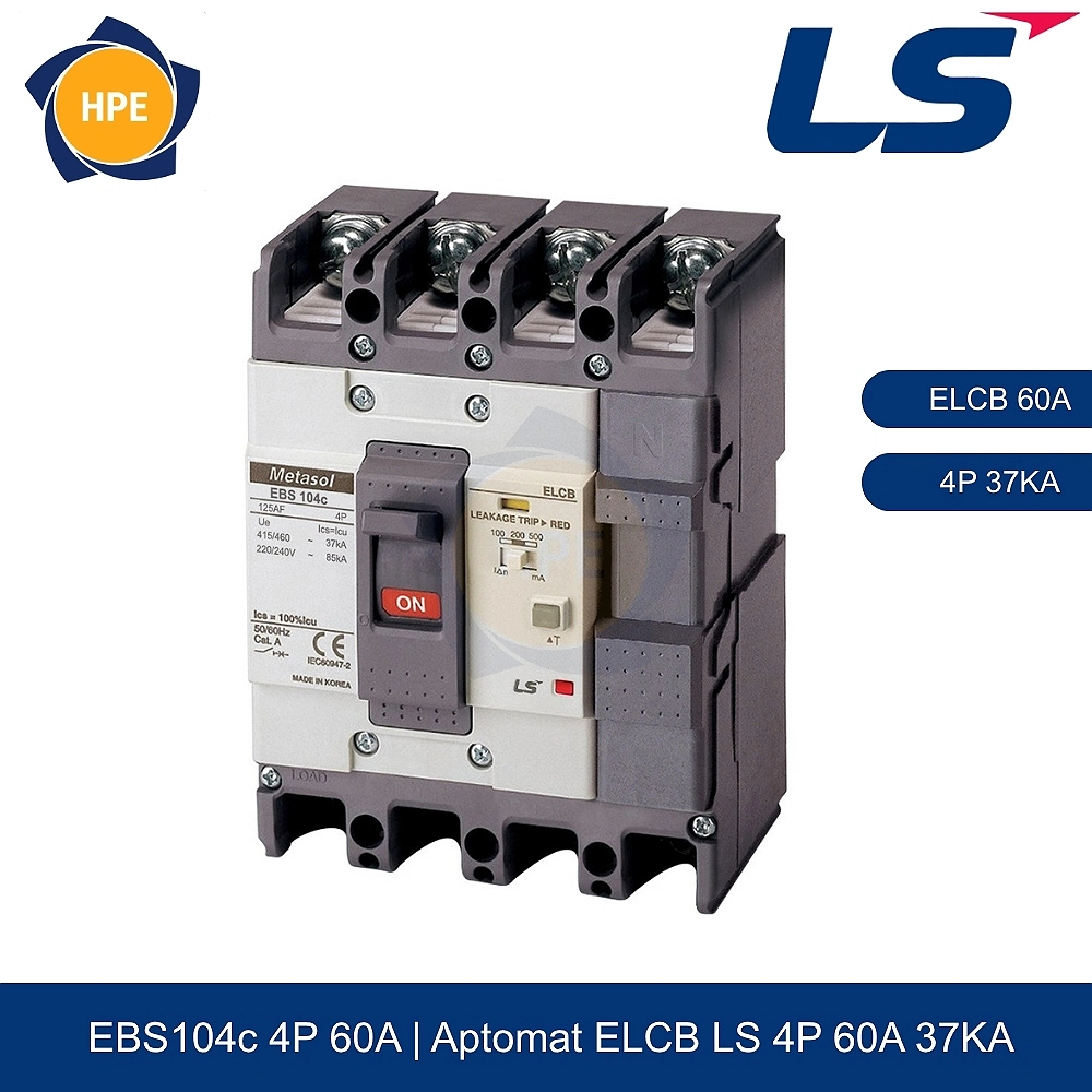 Aptomat chống giật ELCB EBS104c 4P 60A 37kA