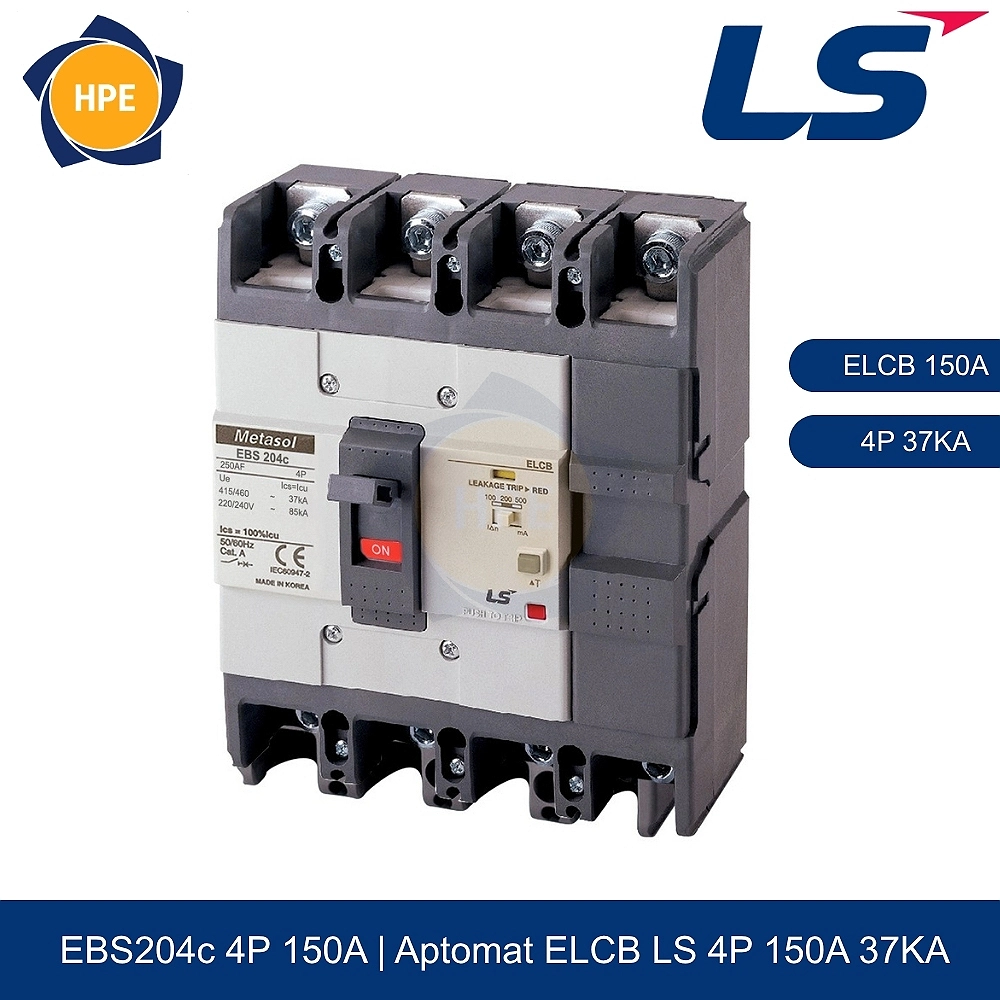 Aptomat chống giật ELCB EBS204c 4P 150A 37kA