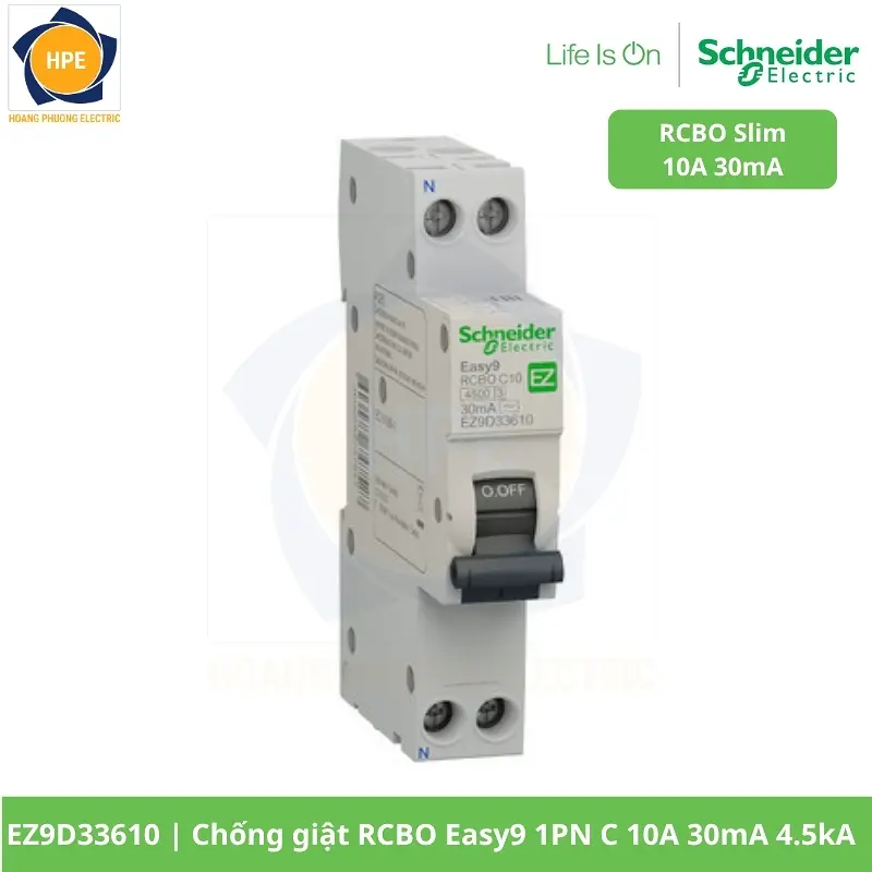 EZ9D33610 Chống giật RCBO Easy9 1PN C 10A 30mA 4.5kA