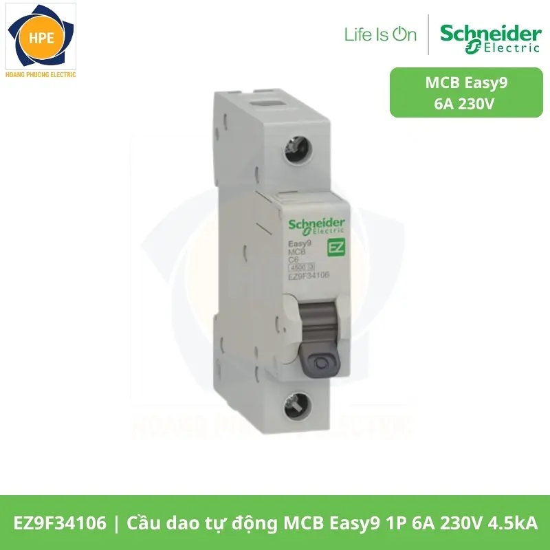 EZ9F34106 Cầu dao tự động MCB Easy9 1P 6A 230V 4.5kA