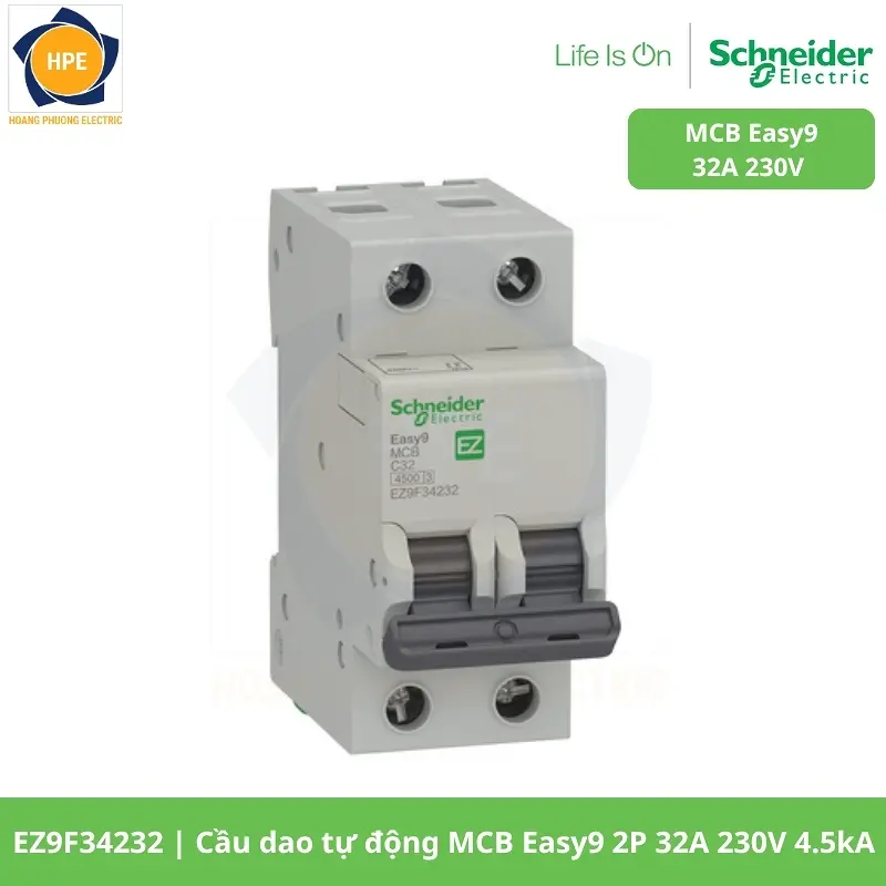EZ9F34232 Cầu dao tự động MCB Easy9 2P 32A 230V 4.5kA