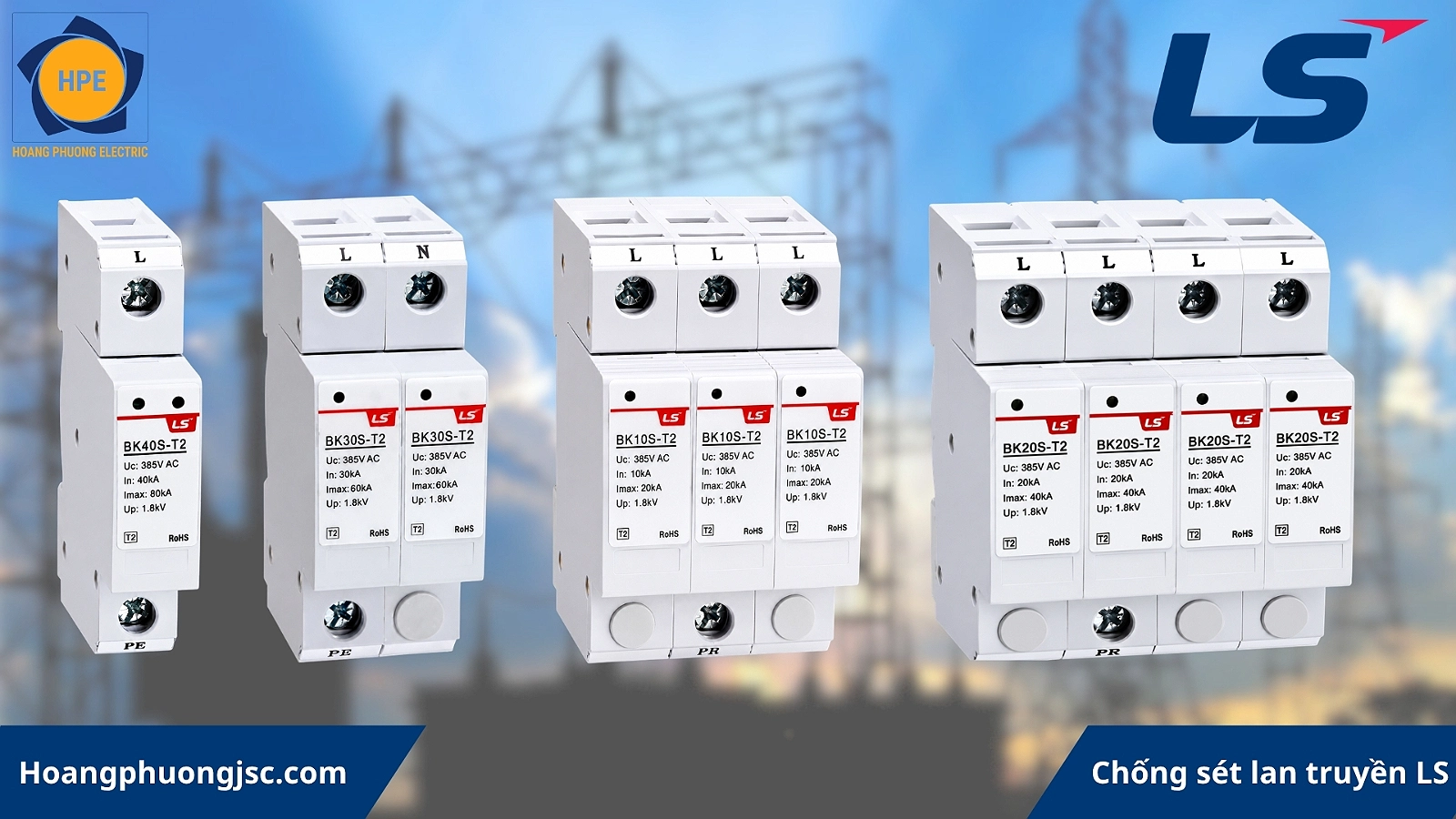 BK30S-T2 2P 60kA | Chống sét lan truyền SPD 3P 60kA LS