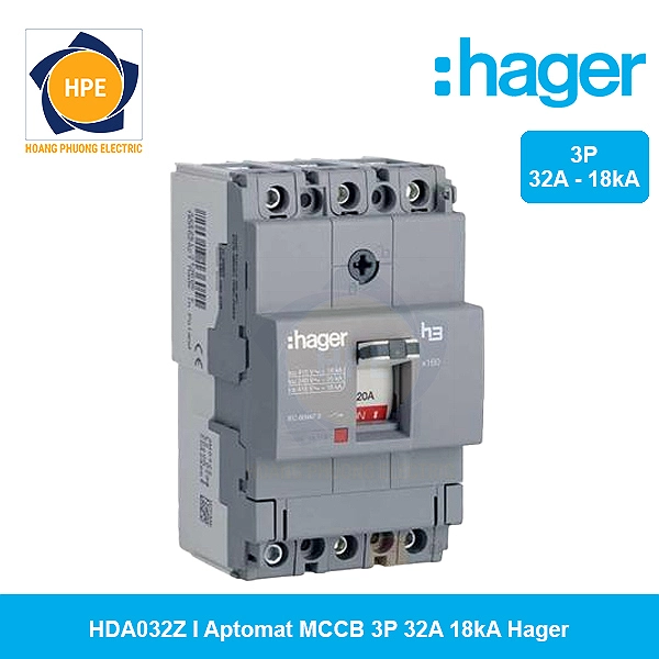 HDA032Z - Aptomat khối 3P 32A18kA Hager