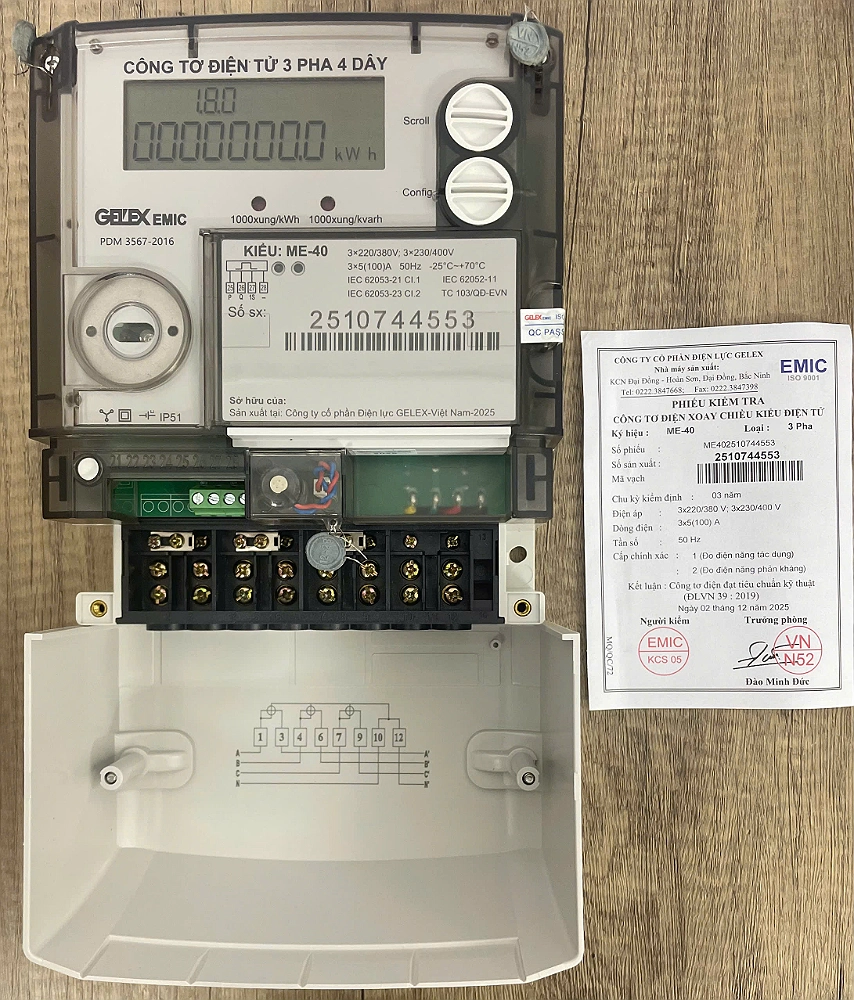 ME-40 (100)A | Công tơ điện tử Emic 3 pha 1 biểu giá đo trực tiếp