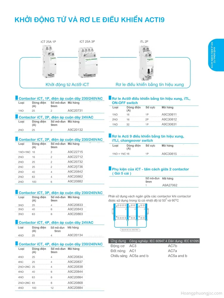 Khởi động từ iCT Schneider là giải pháp contactor module nhỏ gọn cho các hệ thống điện cần đóng cắt phụ tải từ xa và tự động.