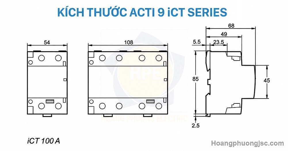 Kích thước Acti9 iCT 100A