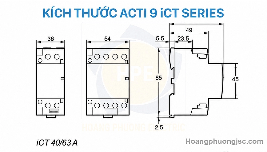 Kích thước Acti9 iCT 40-63A