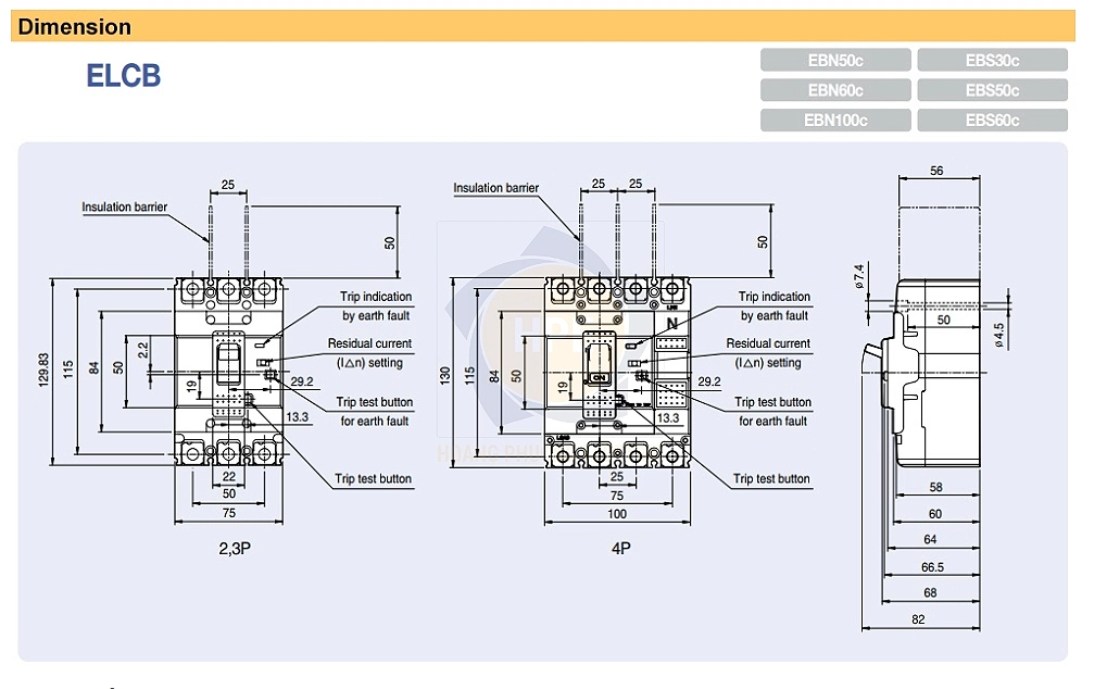 Kích thước EBN50c