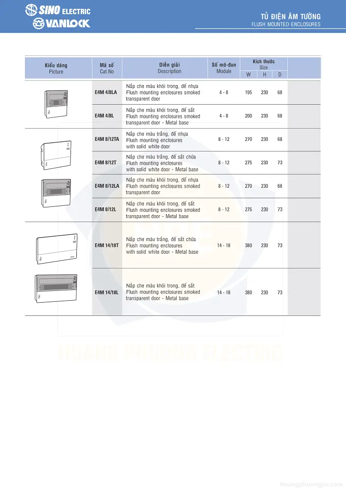 Kích thước tủ điện Sino E4M (2)