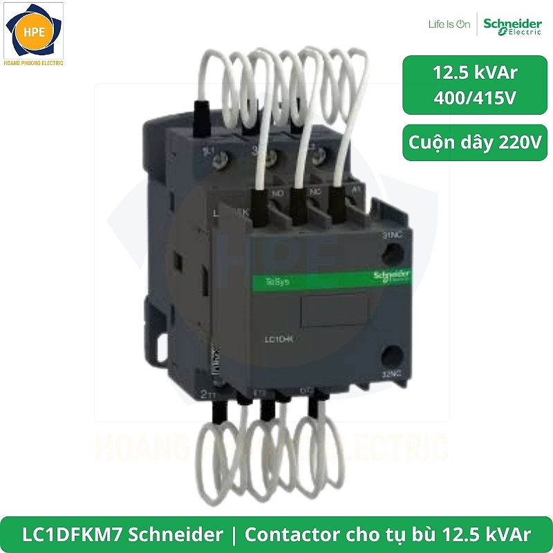 LC1DFKM7 Schneider Contactor cho tụ bù 12.5 kVAr
