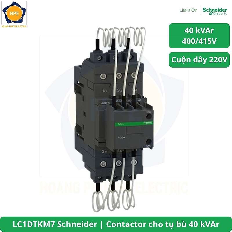 LC1DTKM7 Schneider Contactor cho tụ bù 40 kVAr