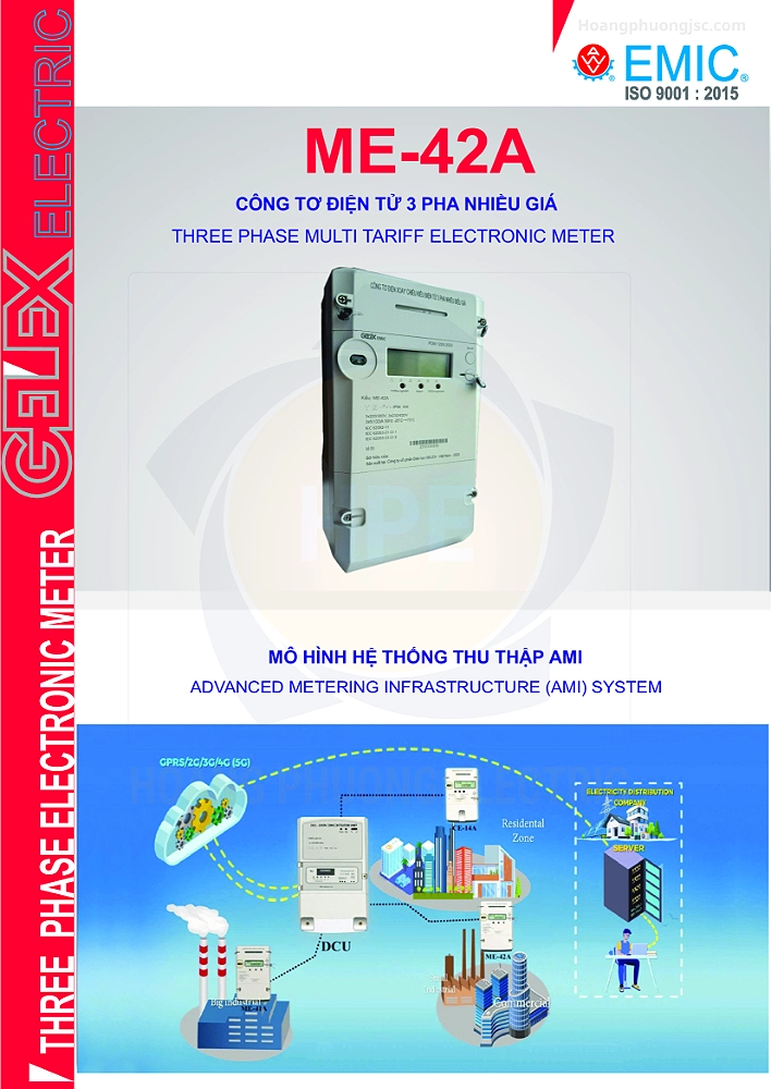 ME-42A 3×5(100)A | Công tơ điện tử Emic 3 pha nhiều biểu giá đo trực tiếp